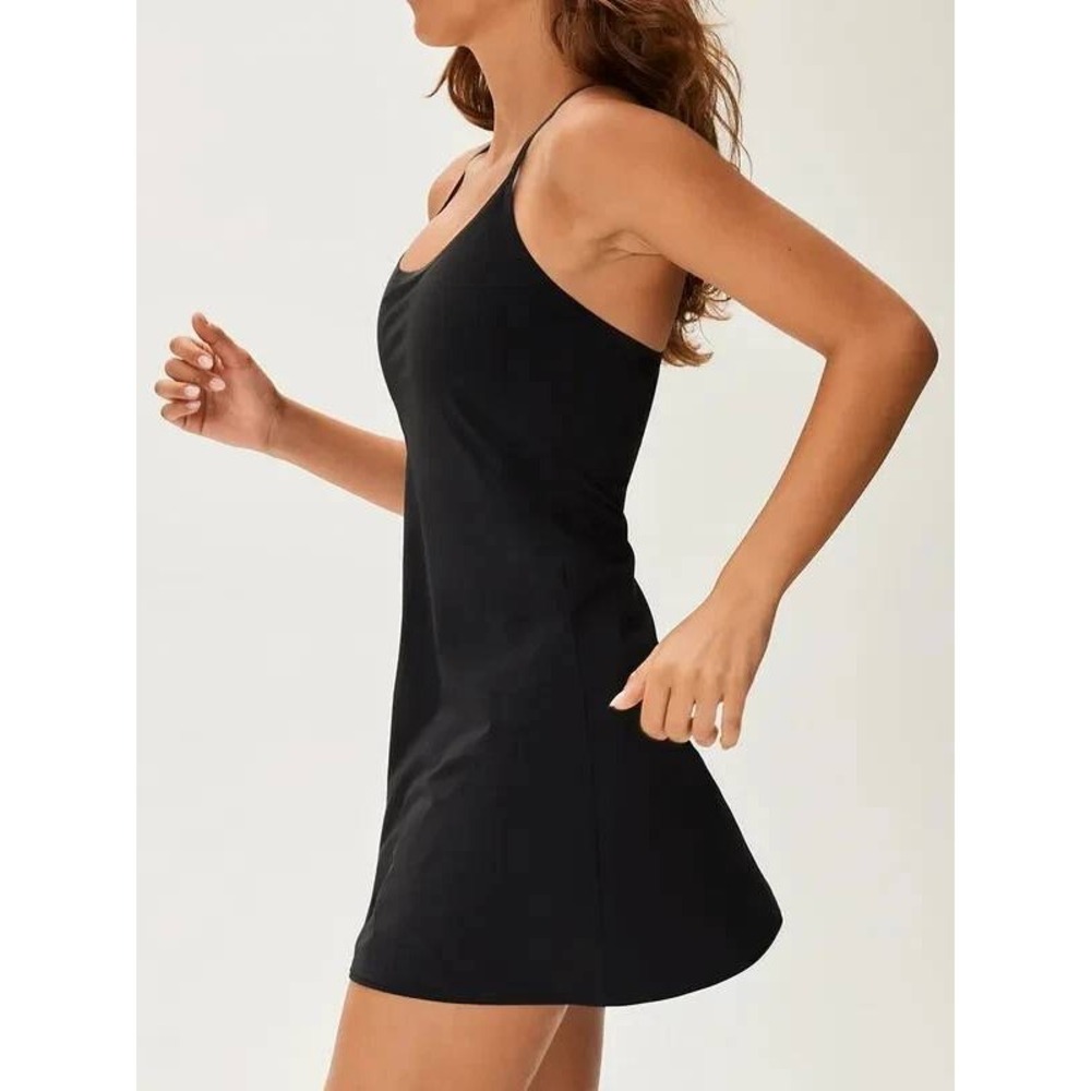 Outdoor Voices Exercise Dress Black Beauty Built-In Shorts Womens XL UPF 50